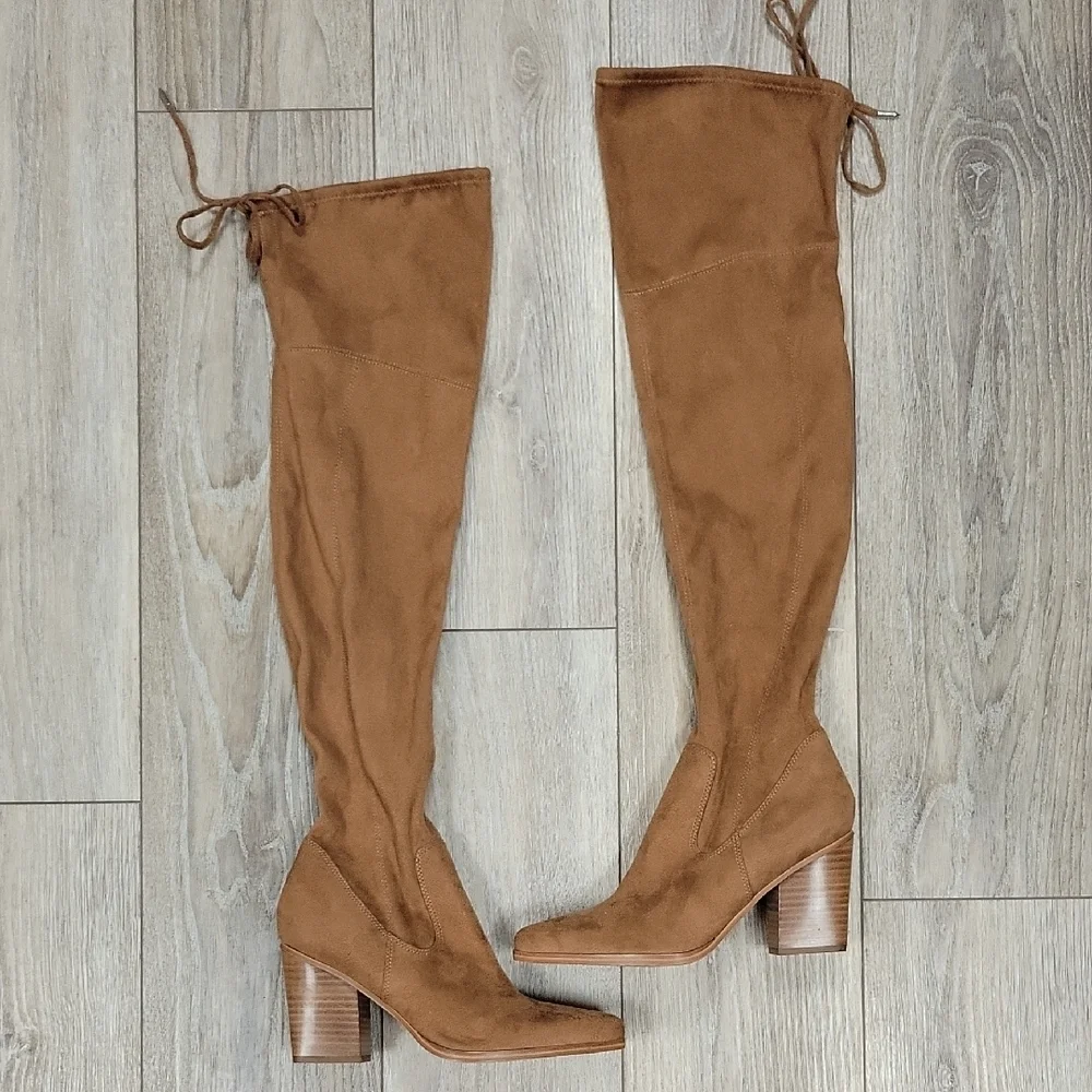 Marc Fisher Brown Over-the-Knee Boots with Block Heel